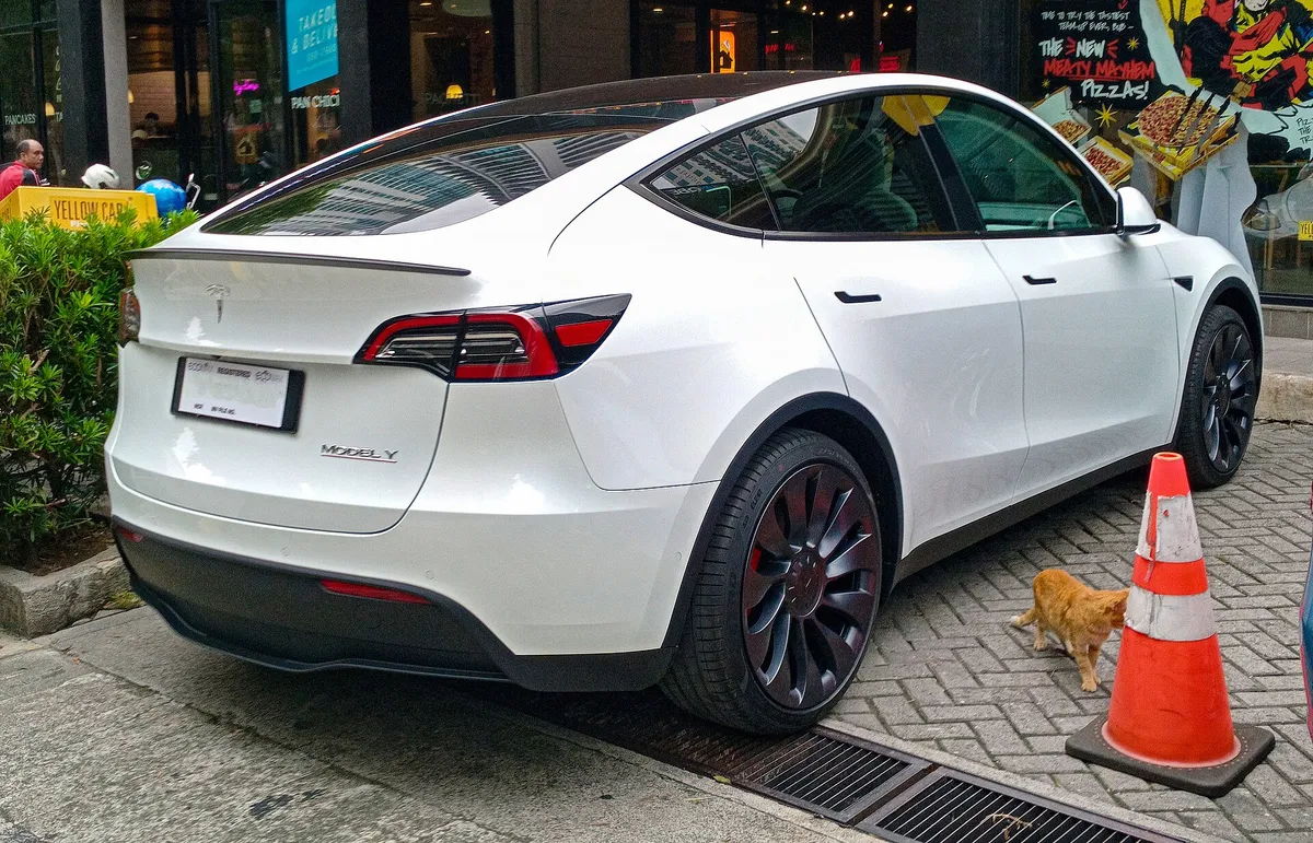 2024 Tesla Model Y Long Range photographed in Bonifacio Global City, Taguig, Metro Manila, PH